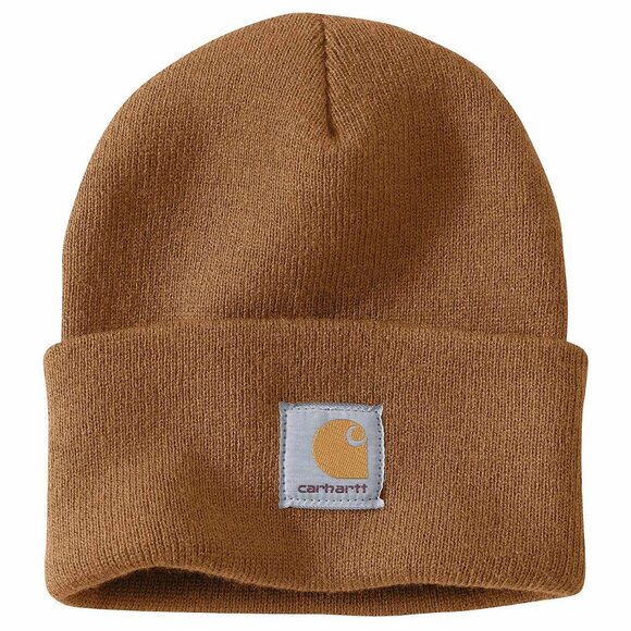 Carhartt Other - Carhartt Patch Logo Ribbed Knit Cuffed Beanie Brown Men's One Size